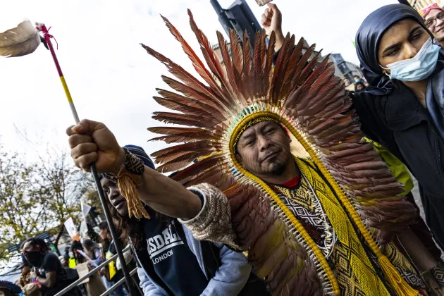Manifestação durante a COP26