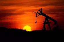 Máquina de guindaste trabalhando ao pôr do sol