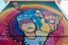 Grafite em homenagem aos povos originários da América Latina no Museo a Cielo Abierto de San Miguel, Chile