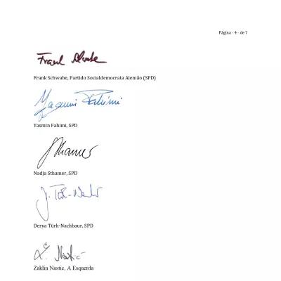 Assinaturas dos parlamentares