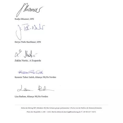 Assinaturas dos parlamentares