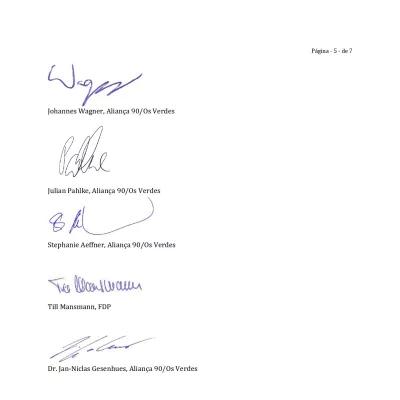 Assinaturas dos parlamentares