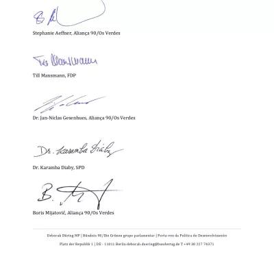 Assinaturas dos parlamentares