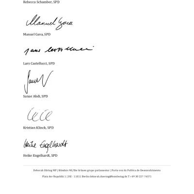 Assinaturas dos parlamentares