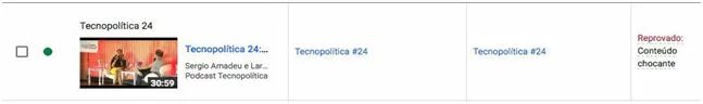 Imagem mostra reprovação do Youtube