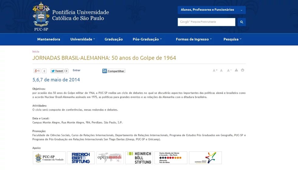 Jornadas Brasil - Alemanha: 50 anos do Golpe de 1964 Jornadas Brasil - Alemanha: 50 anos do Golpe de 1964