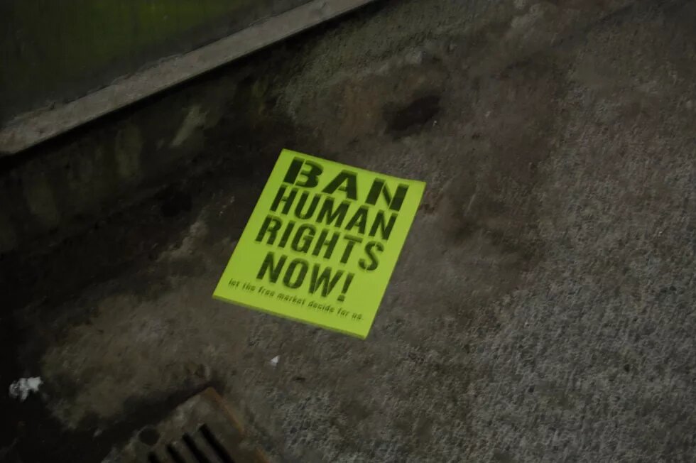 Flyer diz proibam os direitos humanos