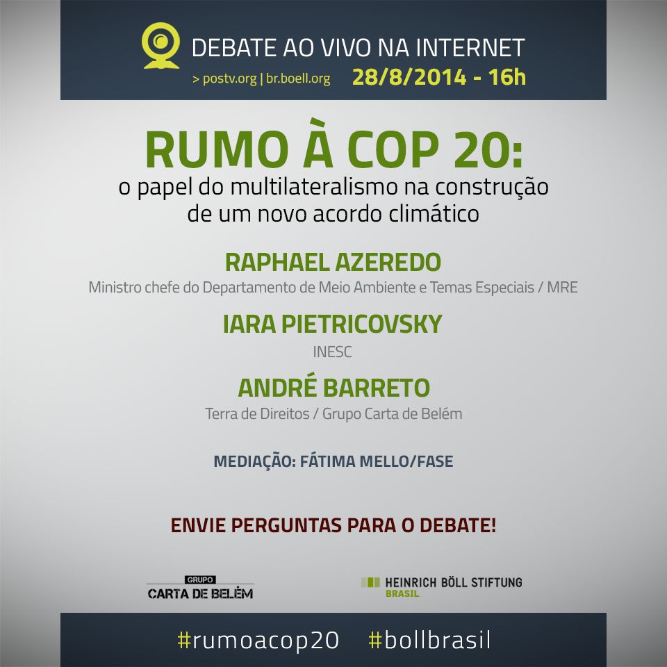 Assista aqui no site da Fundação o debate "Rumo à COP20" Assista aqui no site da Fundação o debate "Rumo à COP20"